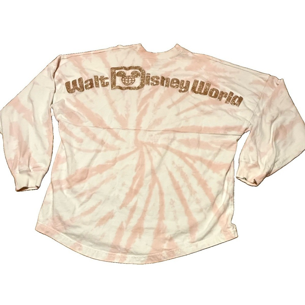 Walt Disney World Spirit Jersey Women Med Pink Briar Rose Gold Glitter Tie Dye